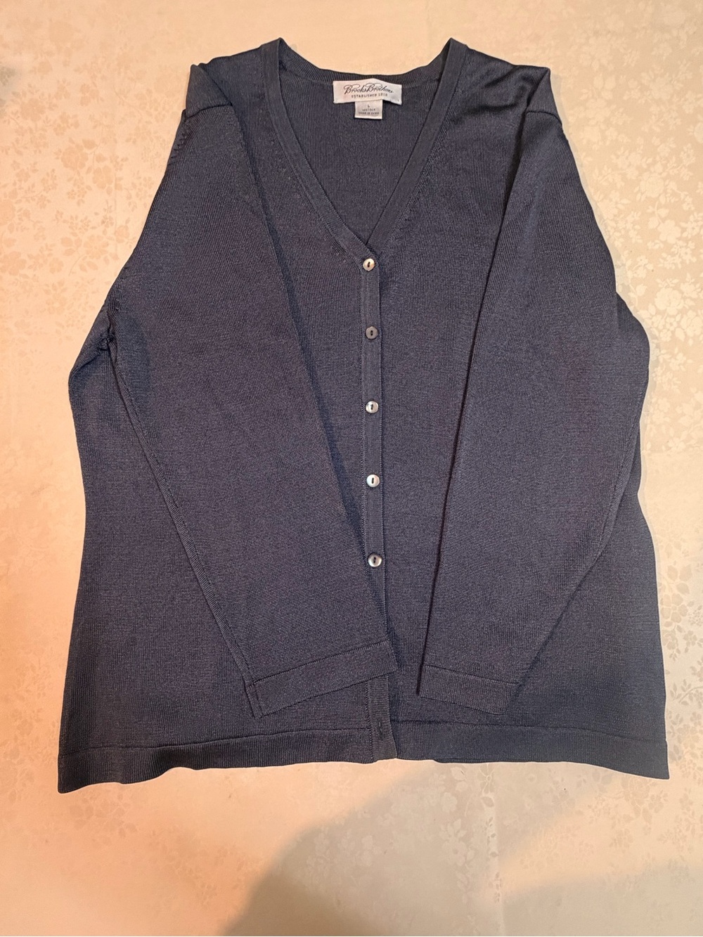 Brooks Brothers 100% silk Blue V-Neck Button Cardigan